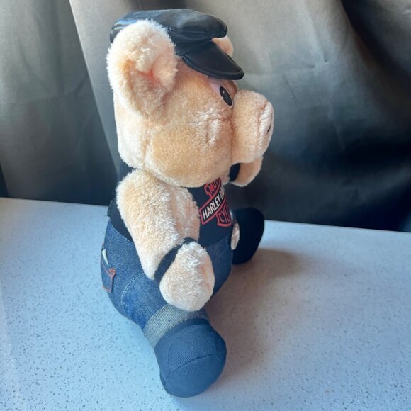 Harley-Davidson Plush Hog Pig Toy Wearing Leather Cap - Picture 3 of 12